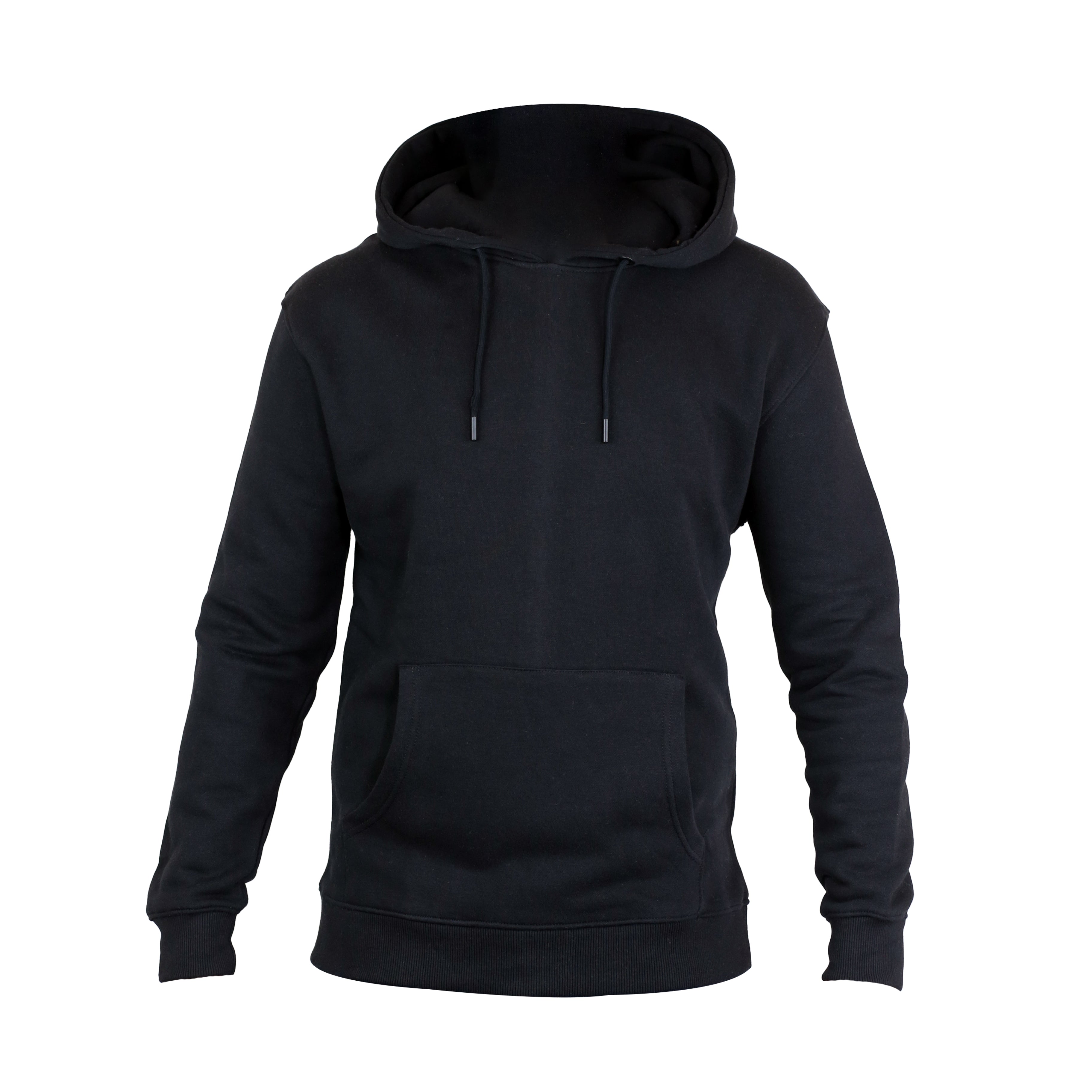 Regular Fit Plain Mens Black Hoodie, Casual Long sleeves Pullover Menswear