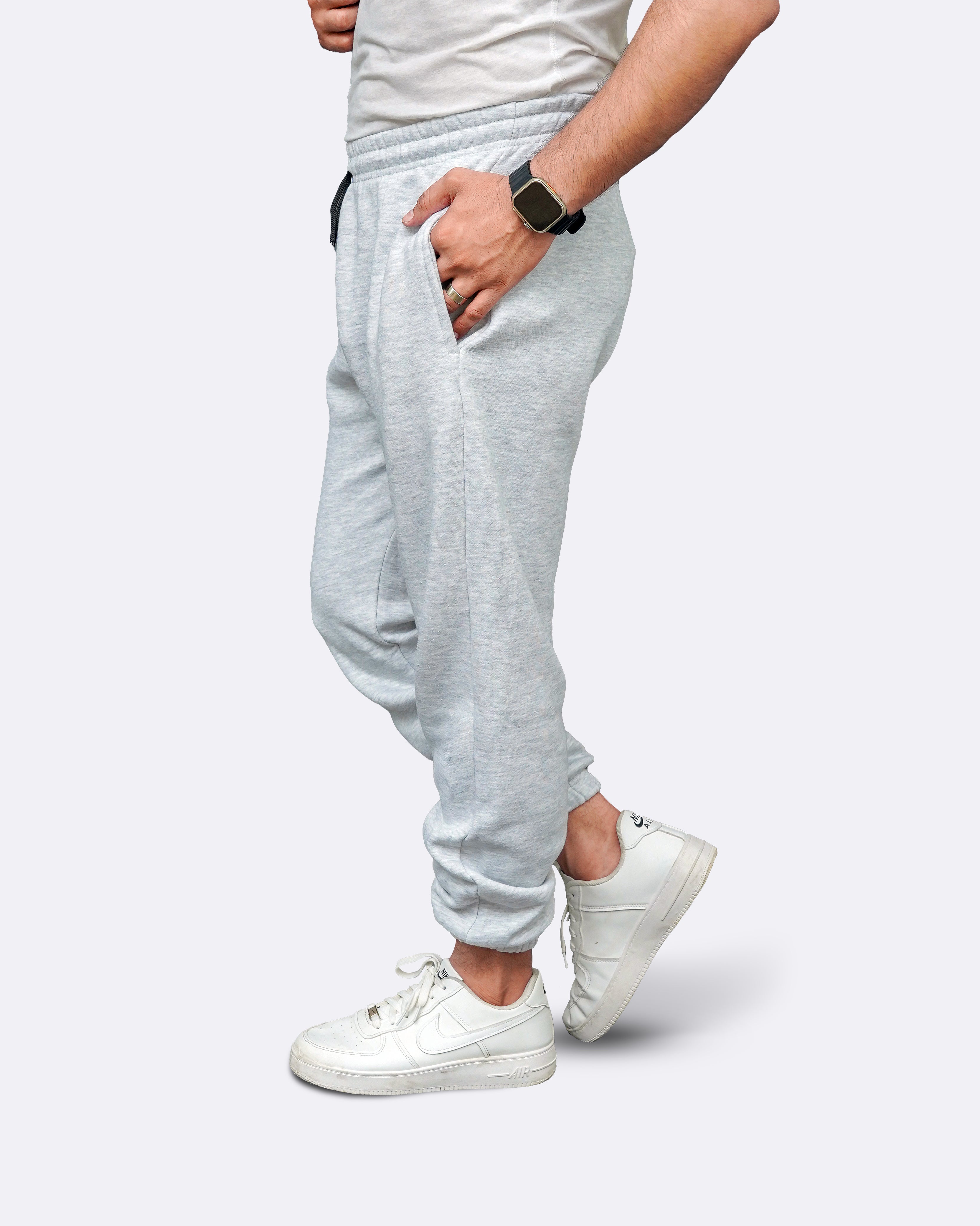 Elasticated Fleece Lined Mens Grey Trousers Joggers Bottoms
