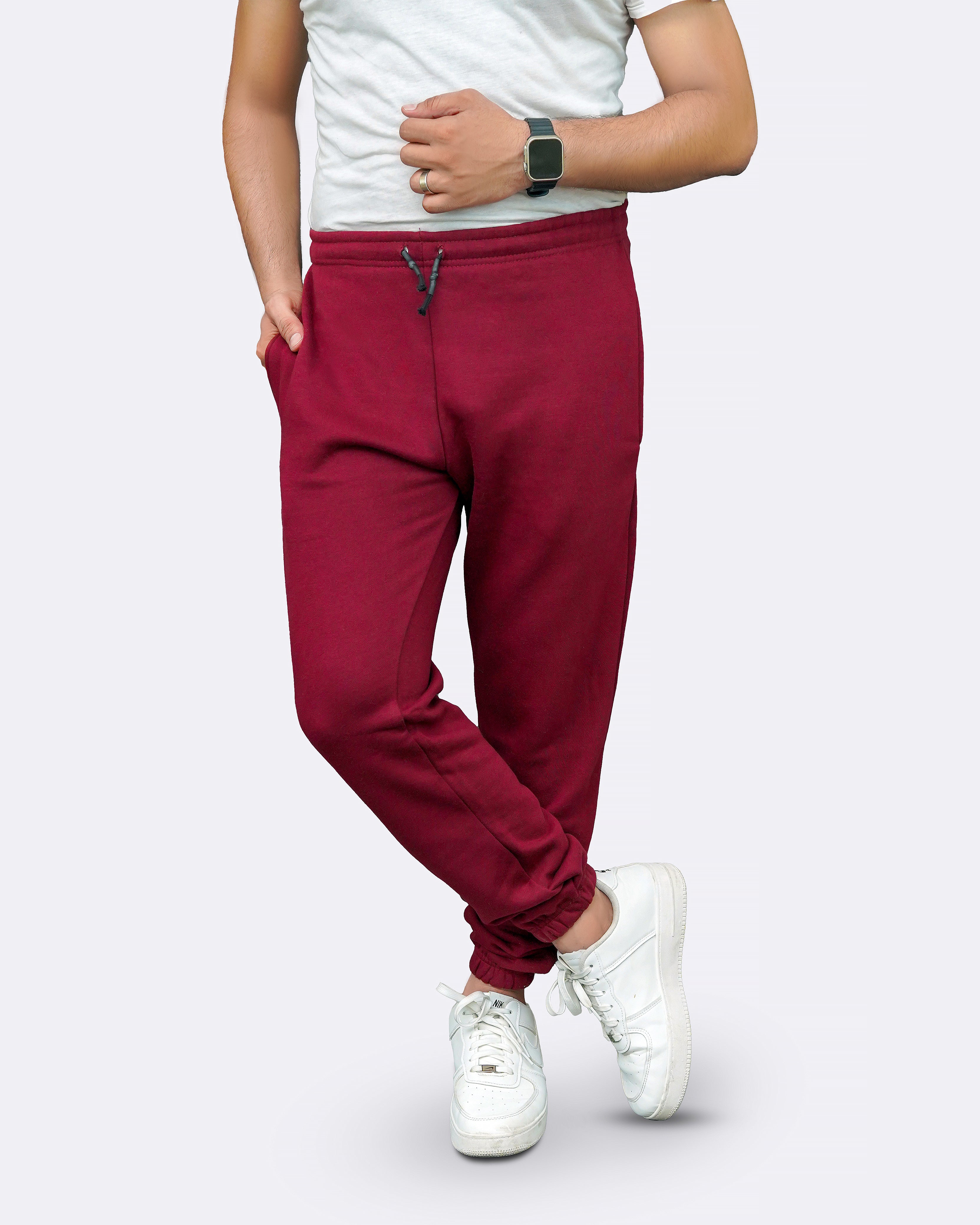 Elasticated Fleece Lined Men's & Ladies Maroon Trousers Joggers Bottoms