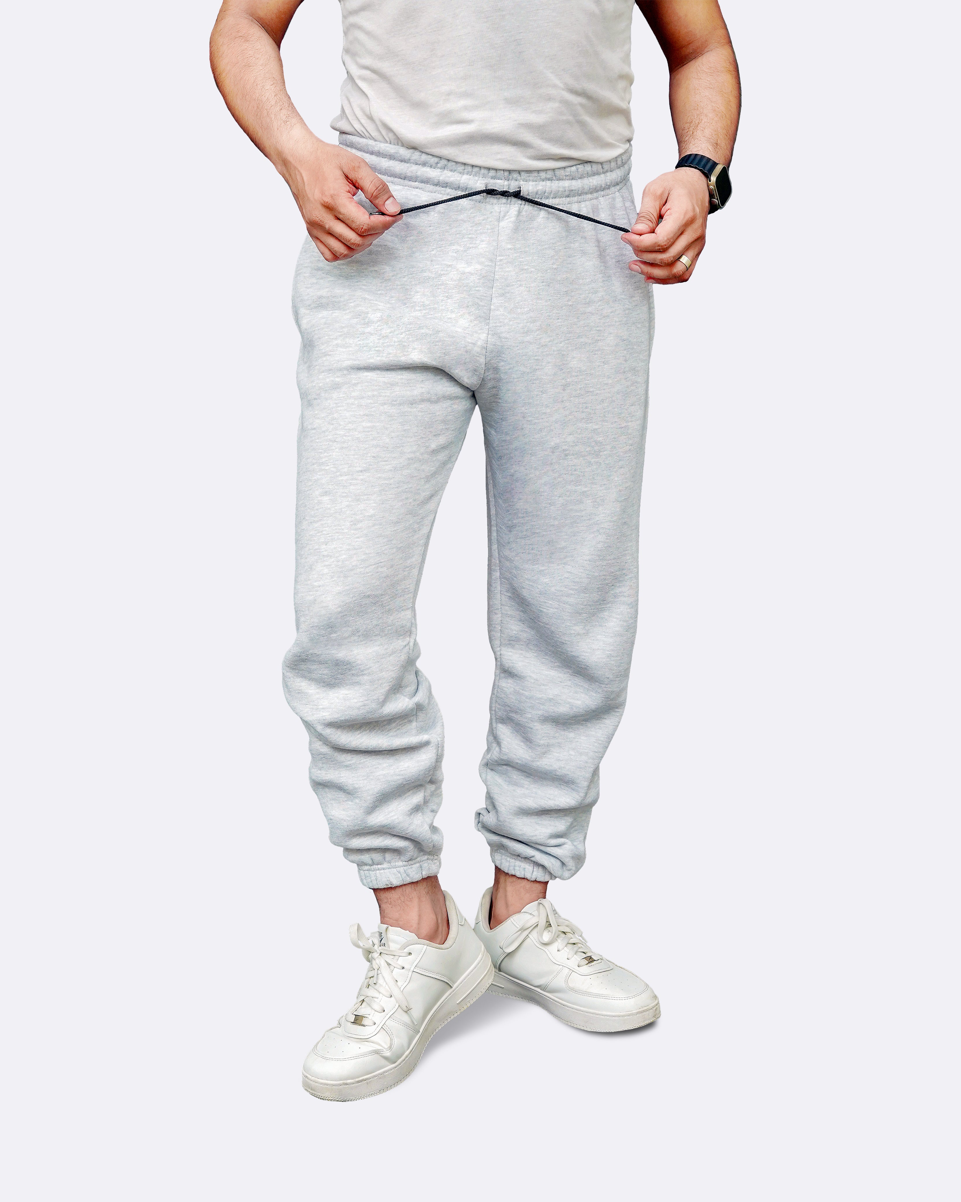 Elasticated Fleece Lined Mens Grey Trousers Joggers Bottoms
