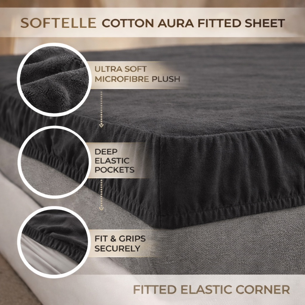 Charcoal Fitted Bed Sheet – Ultra Soft, Wrinkle-Free (Single, Double, King, Super King)