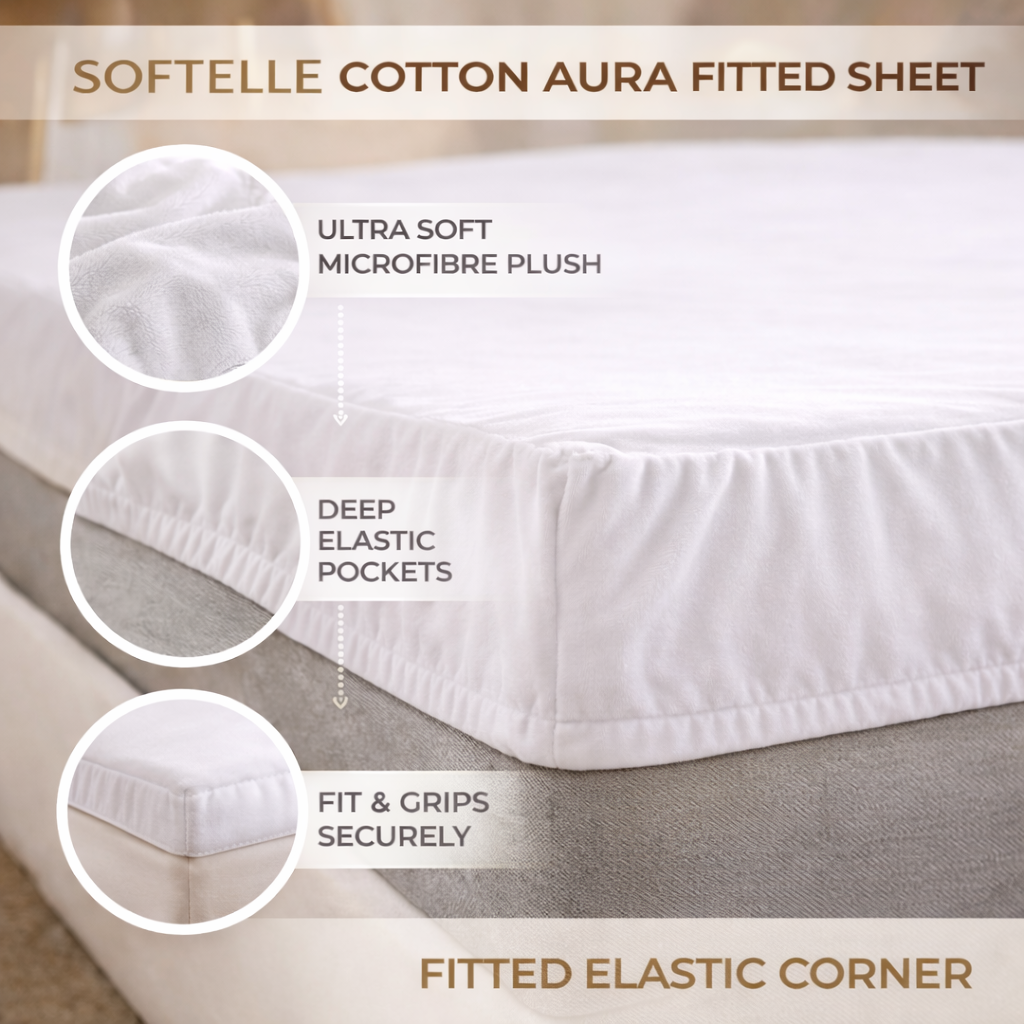 White Fitted Bed Sheet – Ultra Soft, Wrinkle-Free (Single, Double, King, Super King)