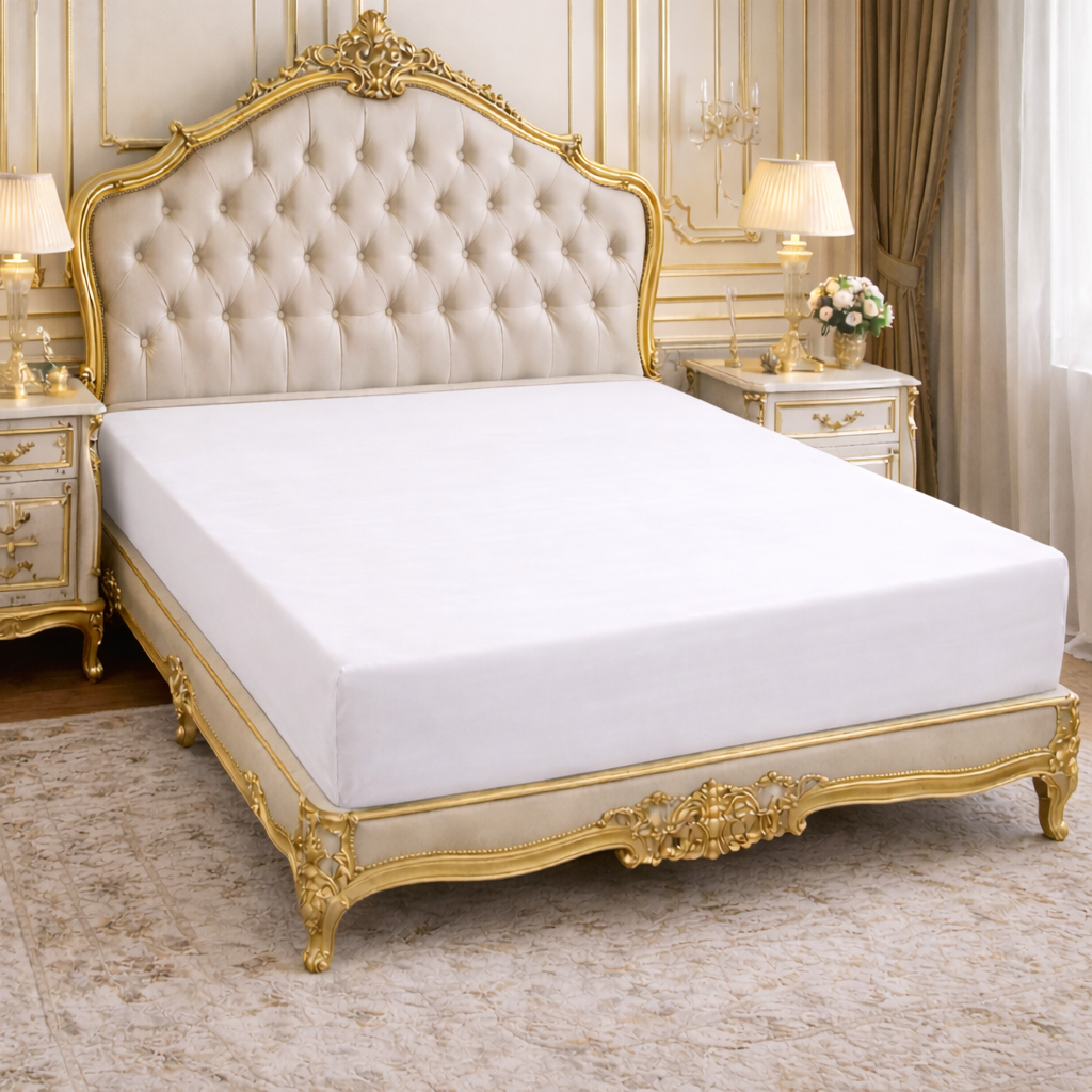White Fitted Bed Sheet – Ultra Soft, Wrinkle-Free (Single, Double, King, Super King)
