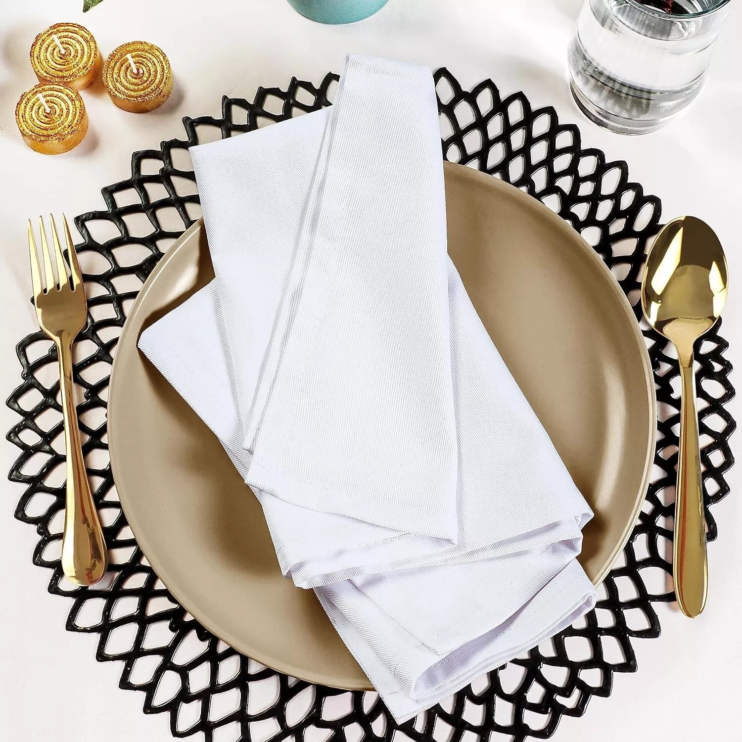 White Cotton Napkin Table Linen Dinner 100% Egyptian Napkins Hotel Wedding 250TC Towelsworld