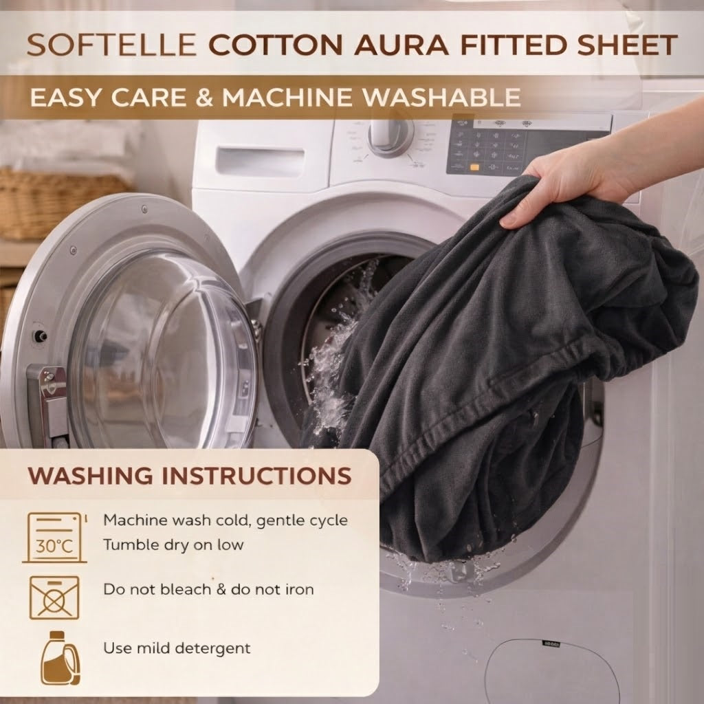 Charcoal Fitted Bed Sheet – Ultra Soft, Wrinkle-Free (Single, Double, King, Super King)