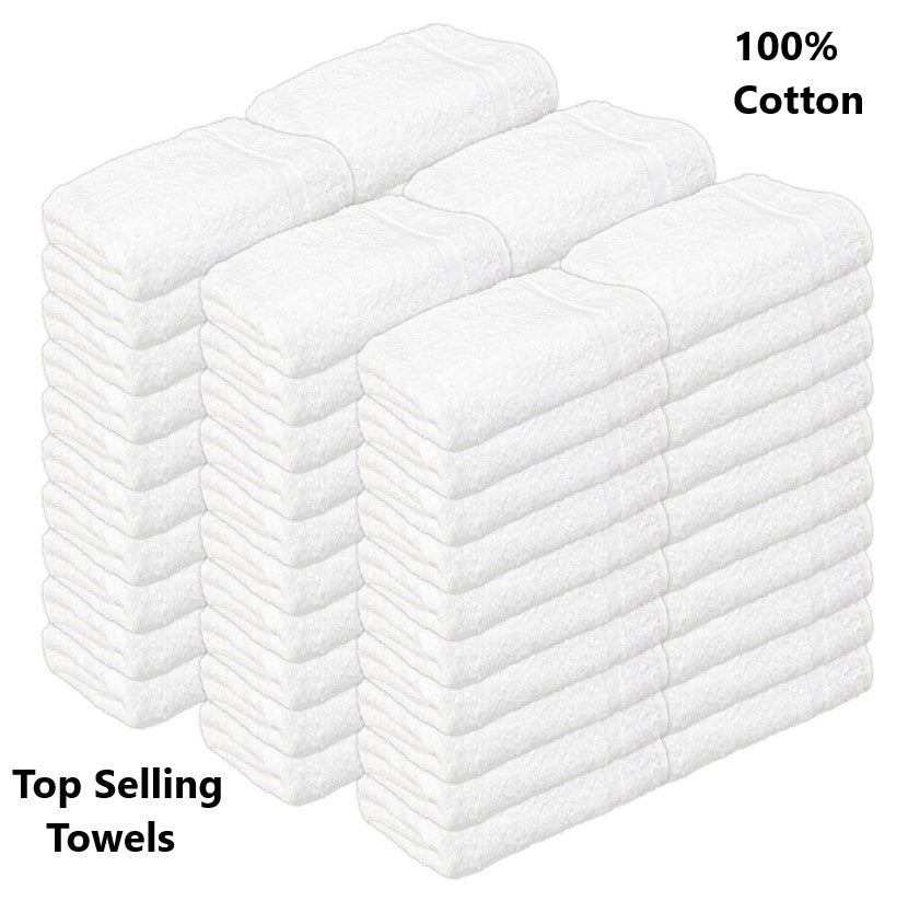 Box of 32 Luxury Soft White Bath Towels Egyptian Cotton 600GSM Hotel Quality - Towelsbay