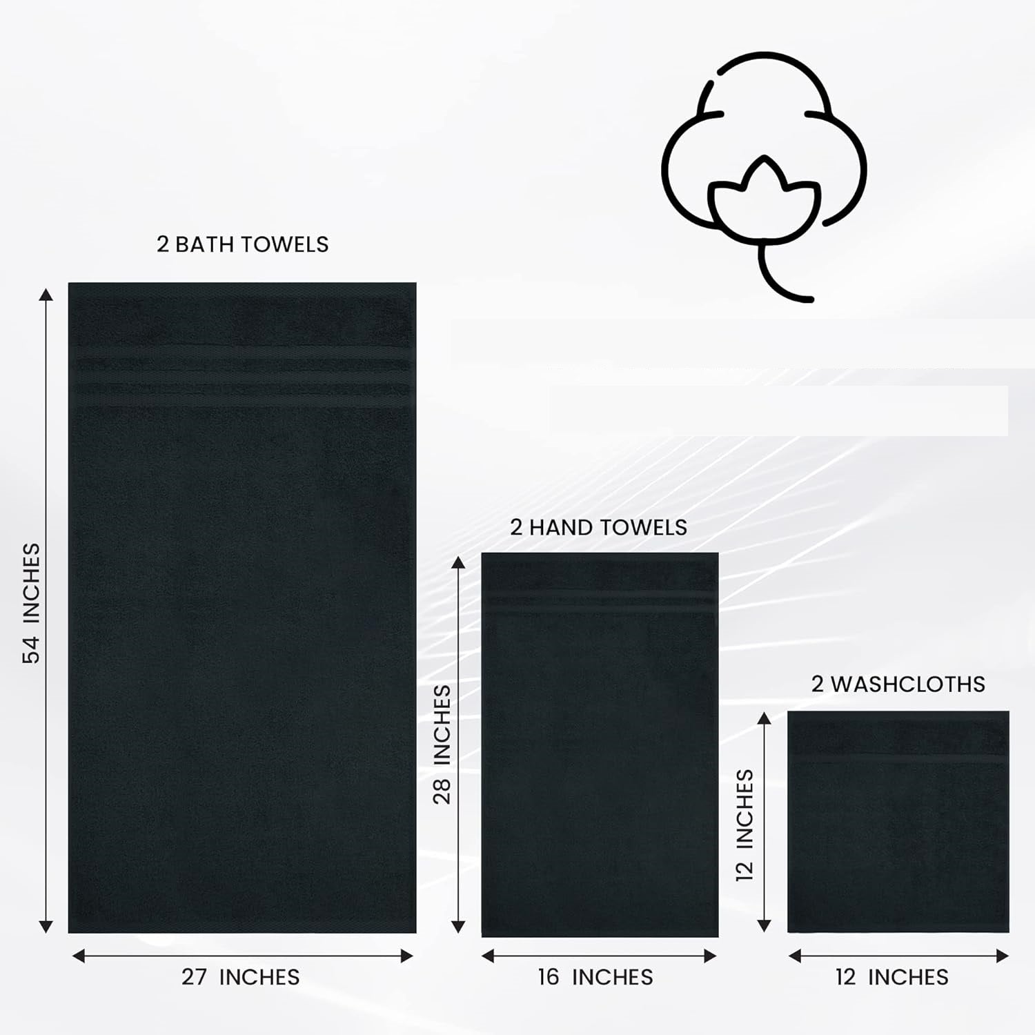 Egyptian Cotton 4 Face Cloths, 2 Hand Towels, 2 Bath Towels - 8 Piece 600GSM Towel Bale Towelsworld