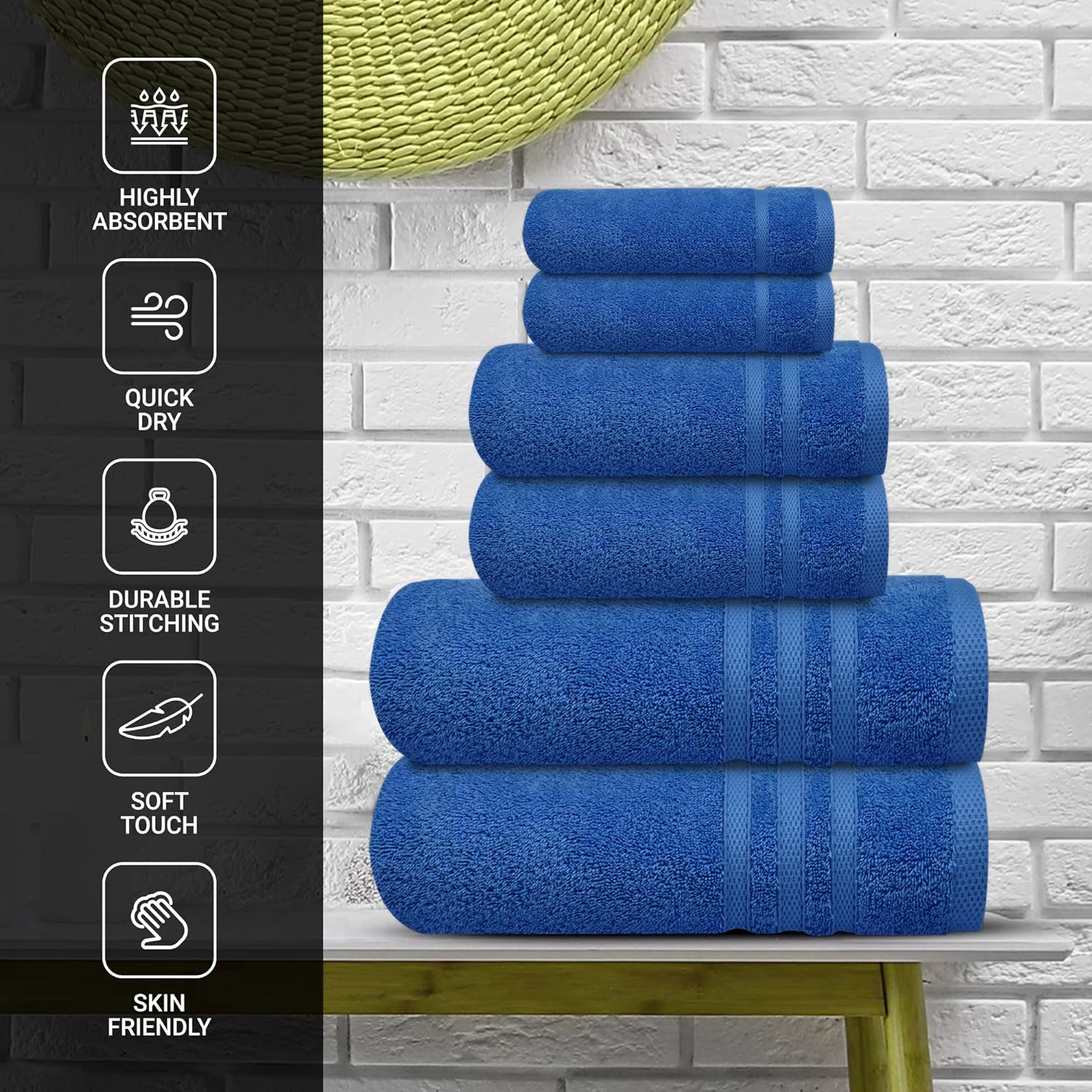 Egyptian Cotton 4 Face Cloths, 2 Hand Towels, 2 Bath Towels - 8 Piece 600GSM Towel Bale Towelsworld