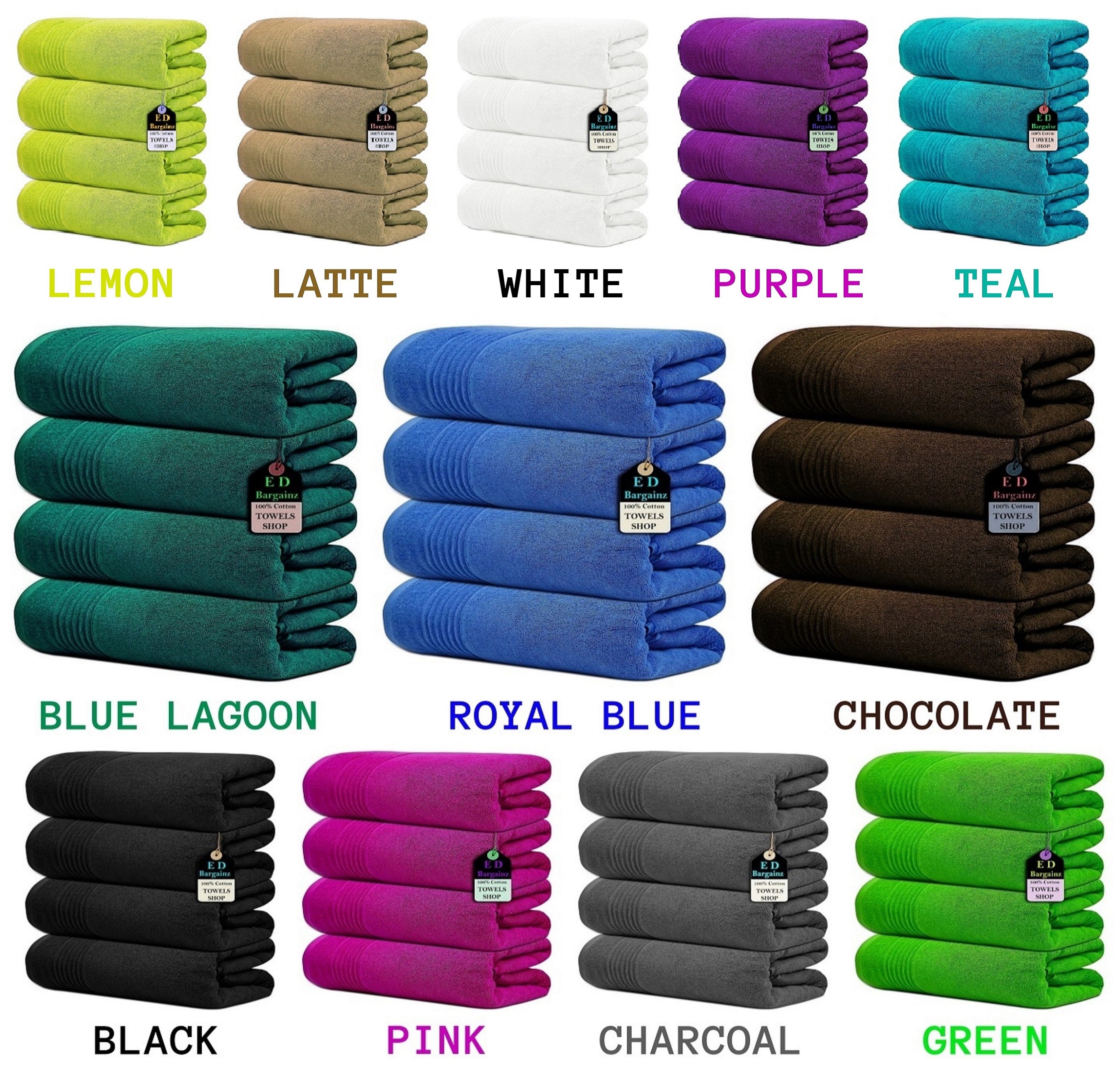 Premium Jumbo Bath Towels - Extra Large 80 x 180cm, 500GSM Egyptian Cotton - Towelsbay