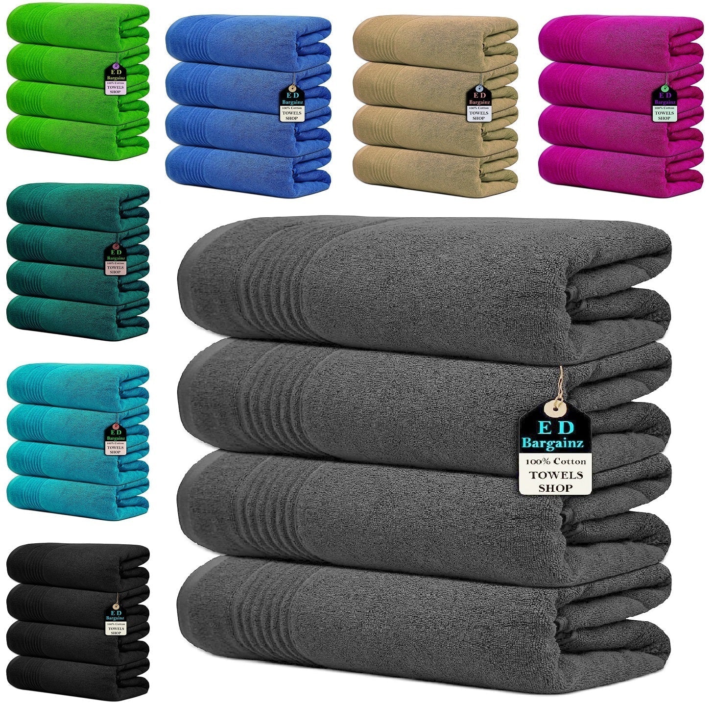 Premium Jumbo Bath Towels - Extra Large 80 x 180cm, 500GSM Egyptian Cotton - Towelsbay