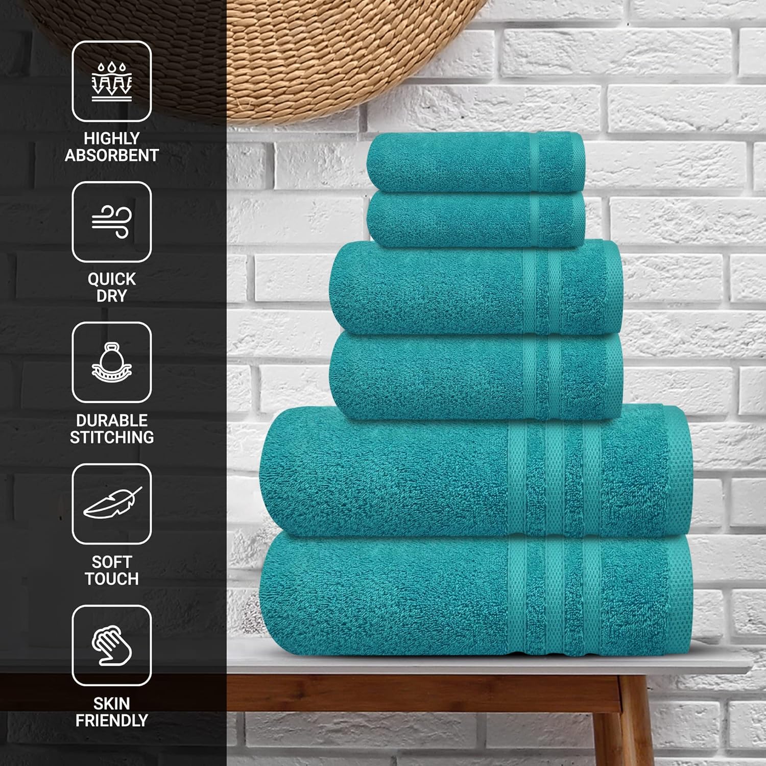 Egyptian Cotton 4 Face Cloths, 2 Hand Towels, 2 Bath Towels - 8 Piece 600GSM Towel Bale Towelsworld