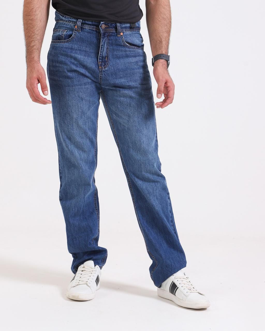 Straight Leg Blue Jeans front side