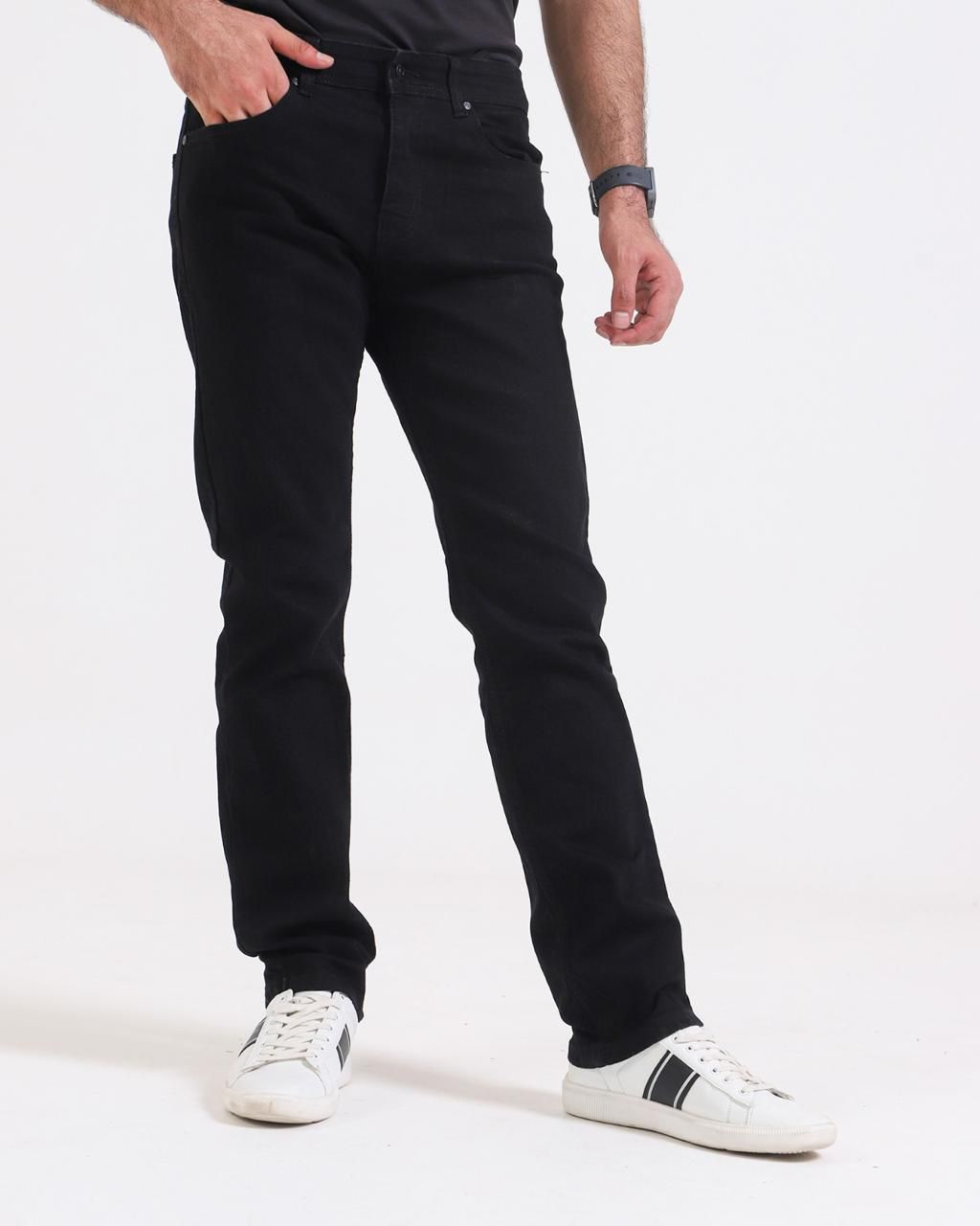 straight leg black jeans​ front side