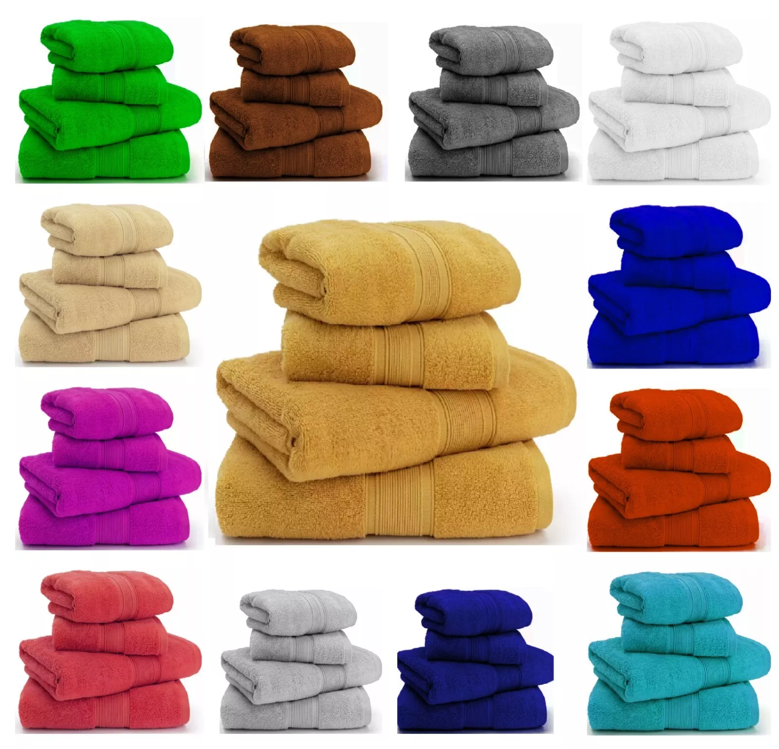 Super Soft 2 Hand Towels, 2 Bath Towels - 800GSM, 4 Piece Towels Bale Set Towelsworld