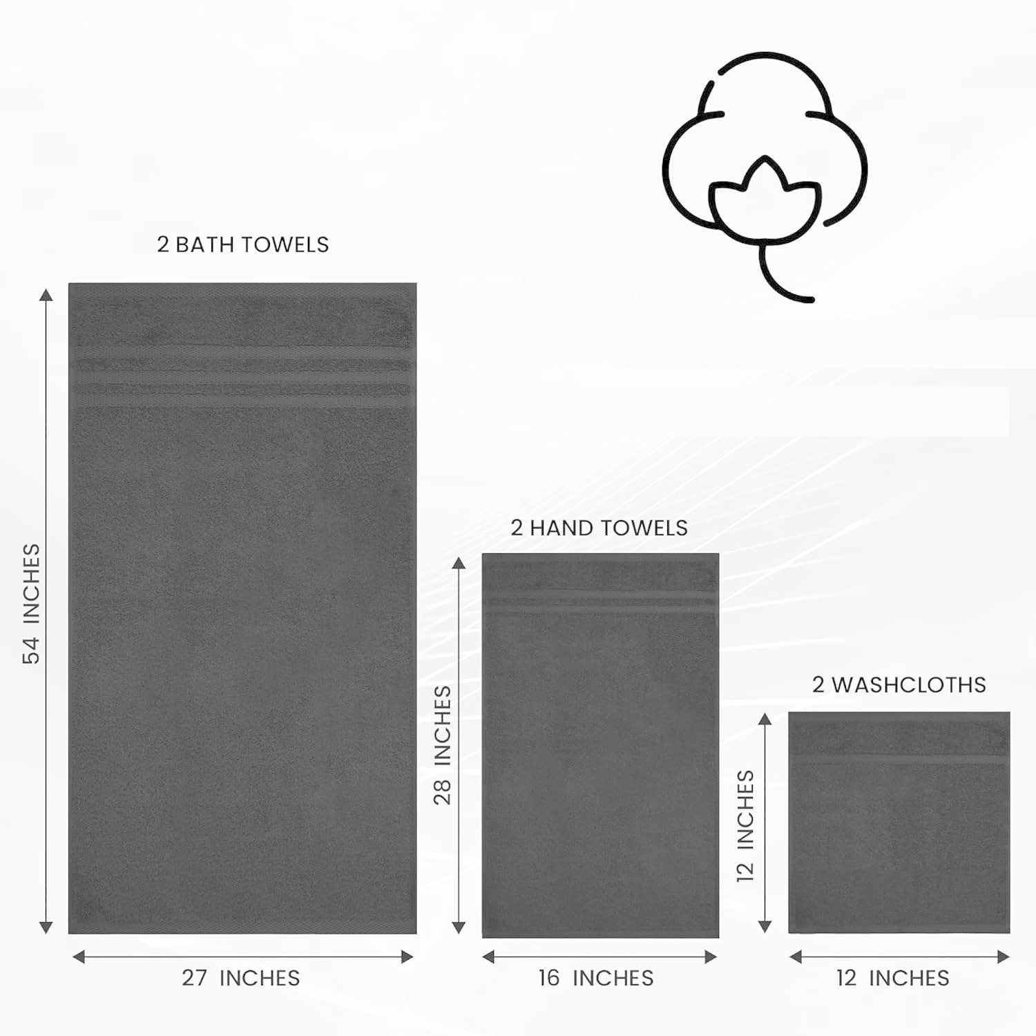 Egyptian Cotton 4 Face Cloths, 2 Hand Towels, 2 Bath Towels - 8 Piece 600GSM Towel Bale Towelsworld