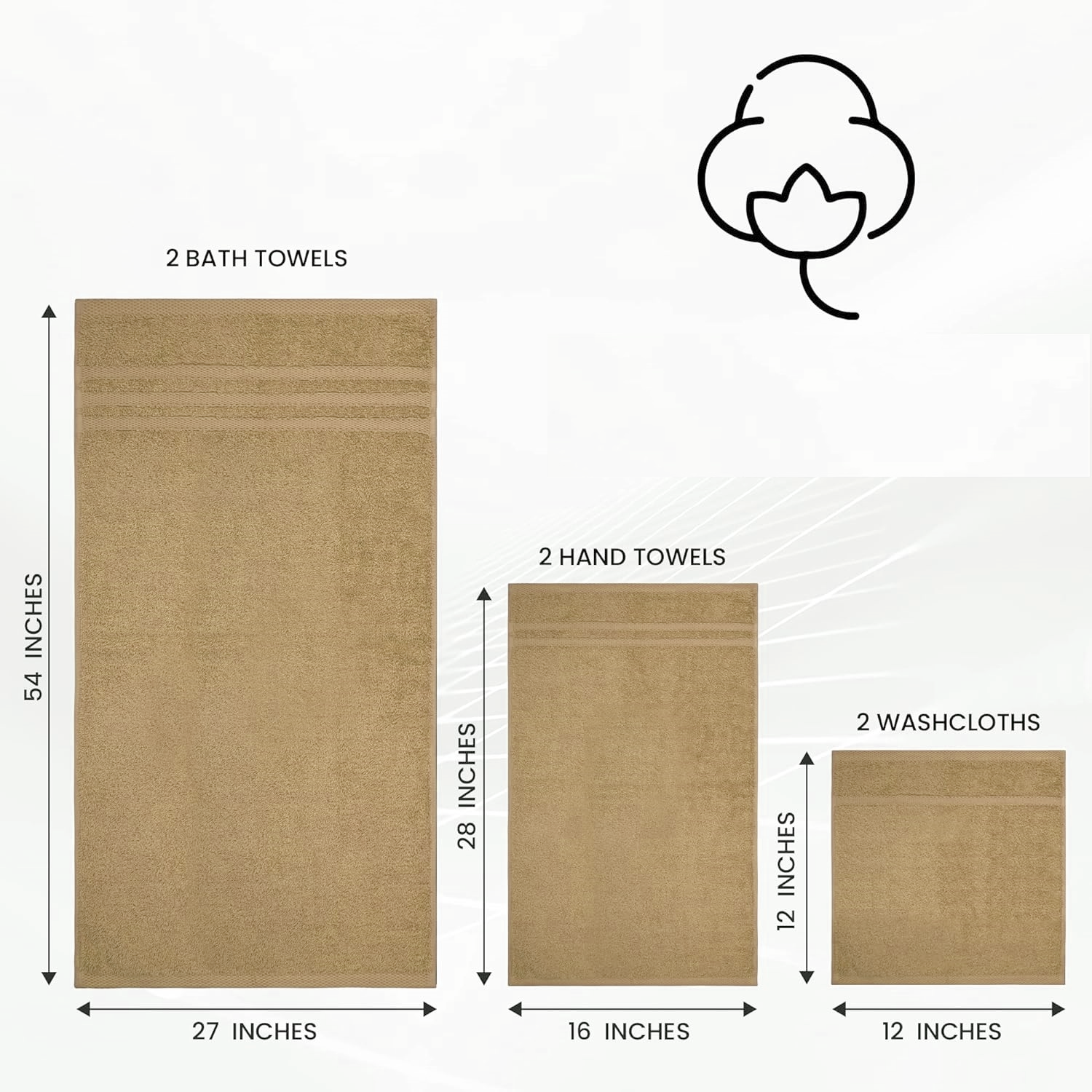 Egyptian Cotton 4 Face Cloths, 2 Hand Towels, 2 Bath Towels - 8 Piece 600GSM Towel Bale Towelsworld