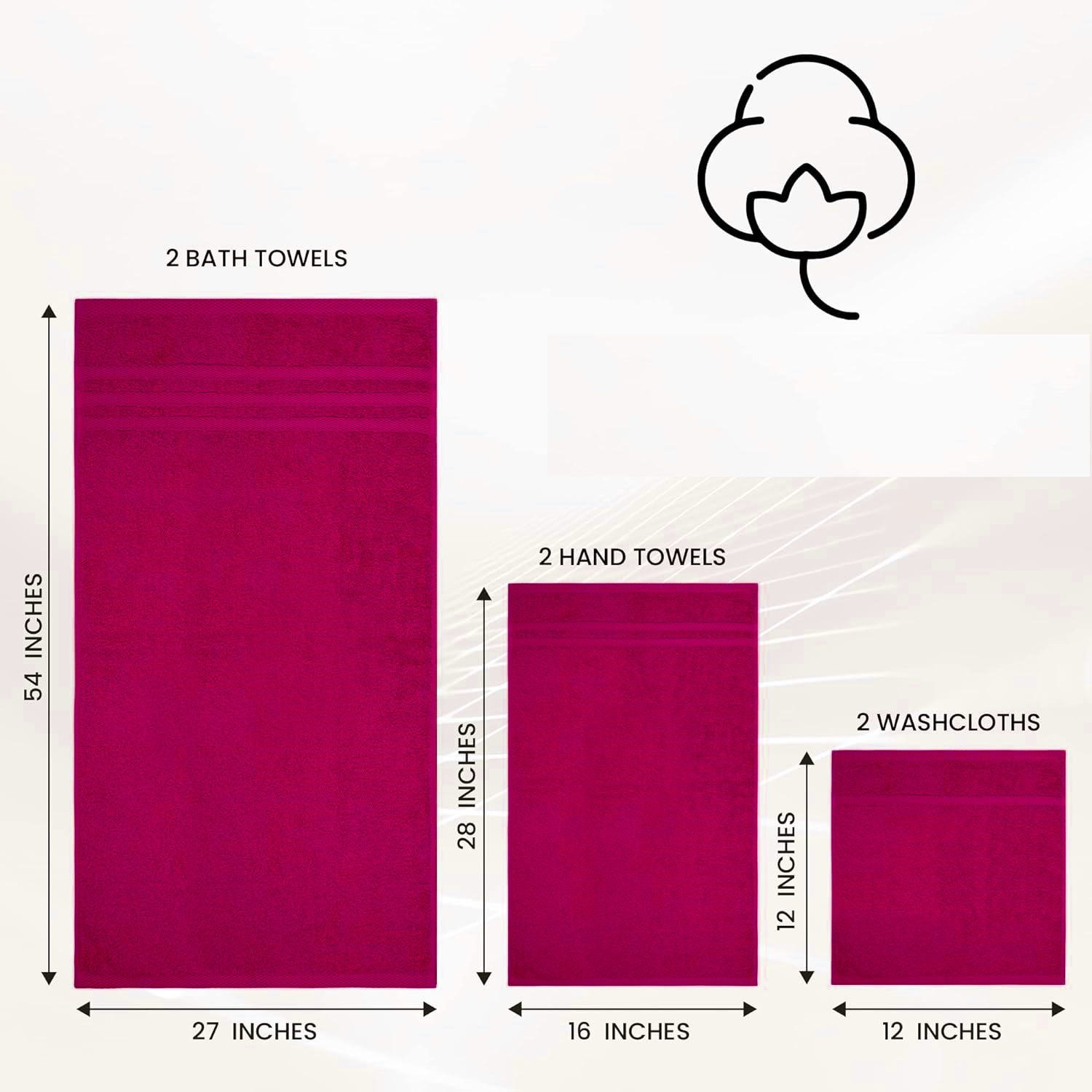 Egyptian Cotton 4 Face Cloths, 2 Hand Towels, 2 Bath Towels - 8 Piece 600GSM Towel Bale Towelsworld