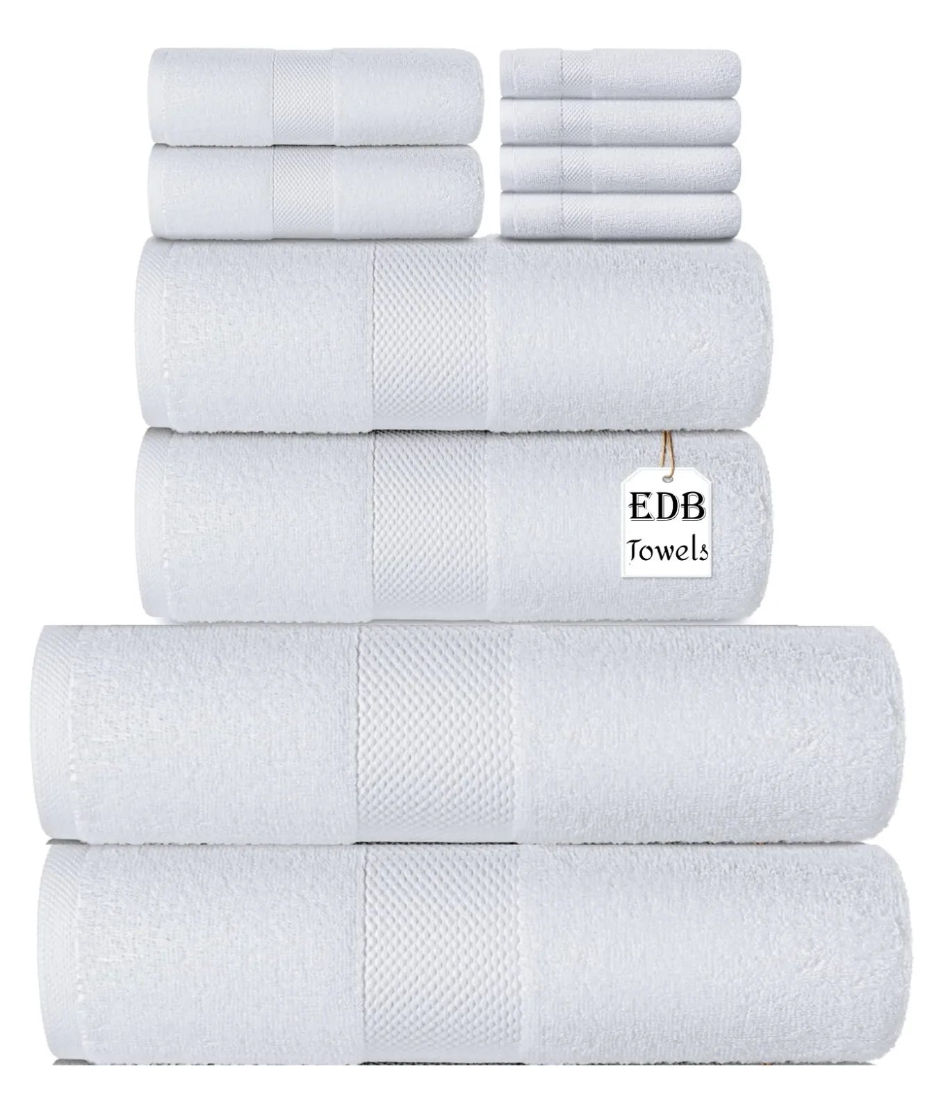 Egyptian Cotton 8 Piece Bale Set 800GSM - 4 Face Cloths, 2 Hand Towel, 2 Bath Towel Towelsworld