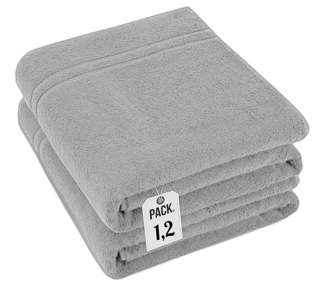 Pack of 2 Extra Large Super Jumbo Bath Sheets 100% Egyptian Cotton Super Soft Luxury Towel (100 x 200 cm) Towelsworld