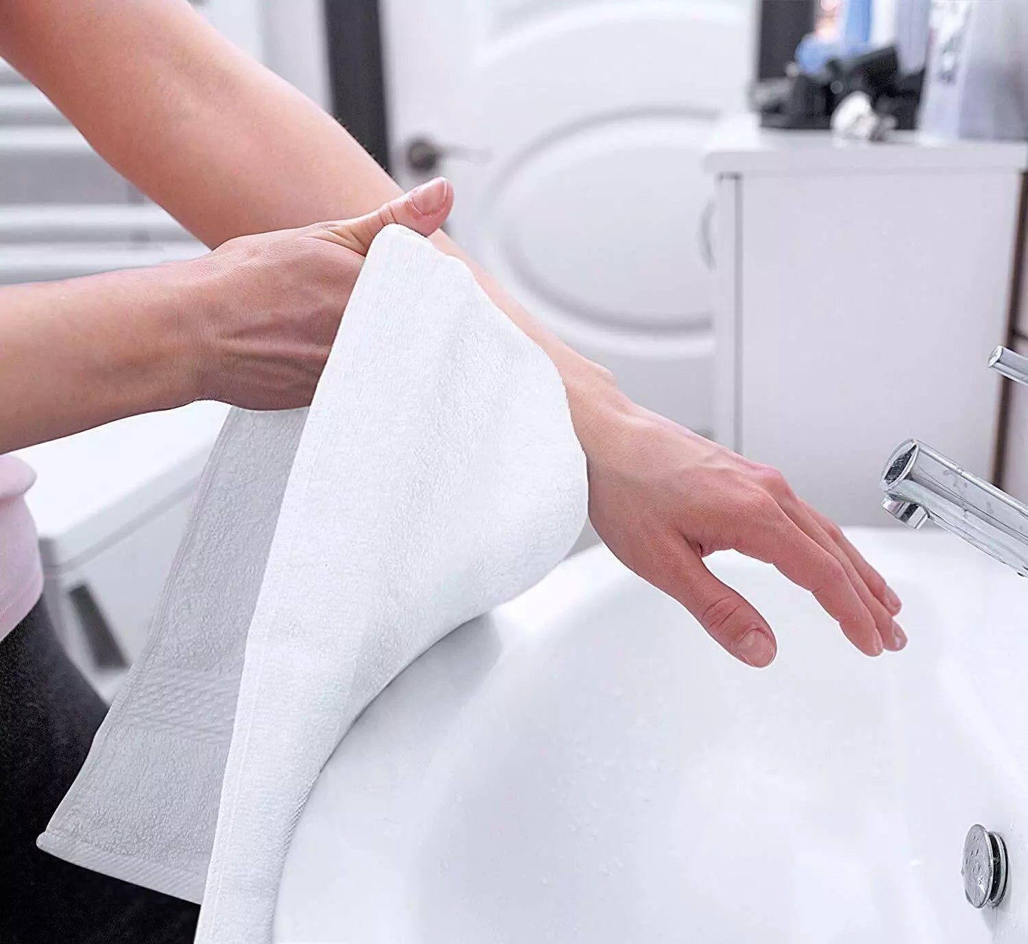 Luxury hand towels folded and ready for use