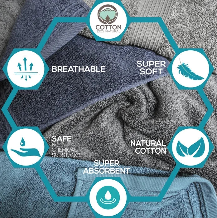 Luxury Bath Towels 800GSM Super Soft 100% Pure Cotton Face Hand Jumbo Bath Sheet