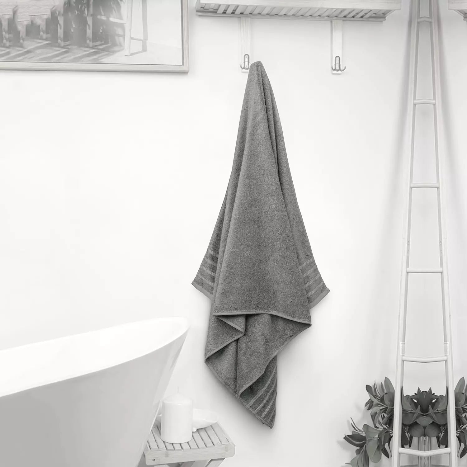 Modern bathroom with oversized bath sheet towels