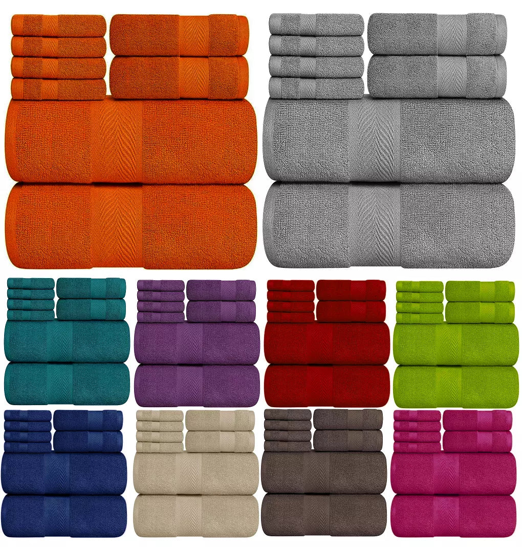 8 Pcs Towel Bale Set 100% Egyptian Cotton Face, Hand Towel, Big Bath Towel 600GSM - Towelsbay
