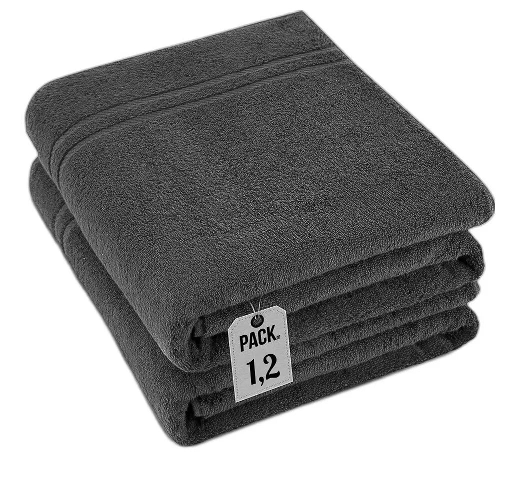 Pack of 2 Extra Large Super Jumbo Bath Sheets 100% Egyptian Cotton Super Soft Luxury Towel (100 x 200 cm) Towelsworld