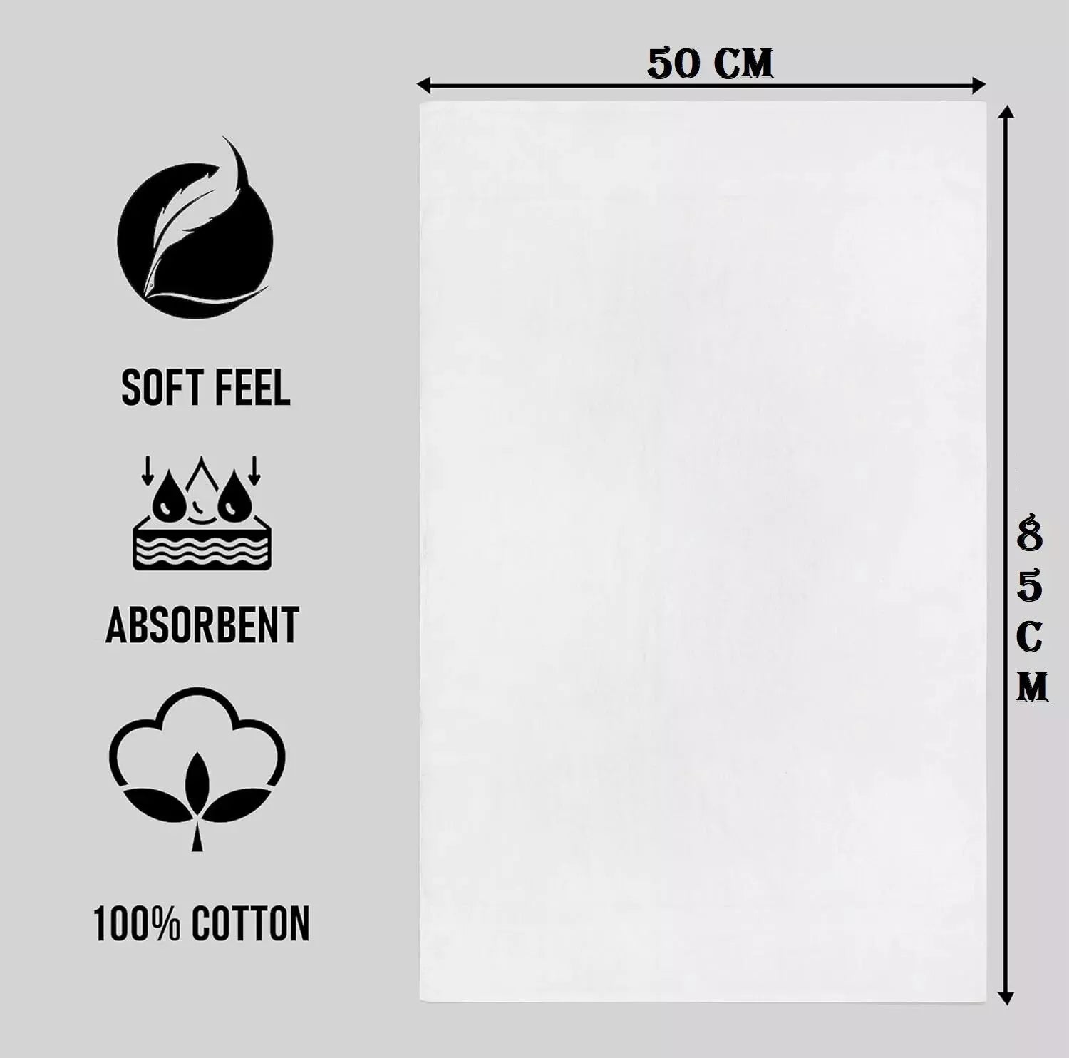 White 50x80cm Cotton Face & Hand Towels – Soft Hotel Spa Towels