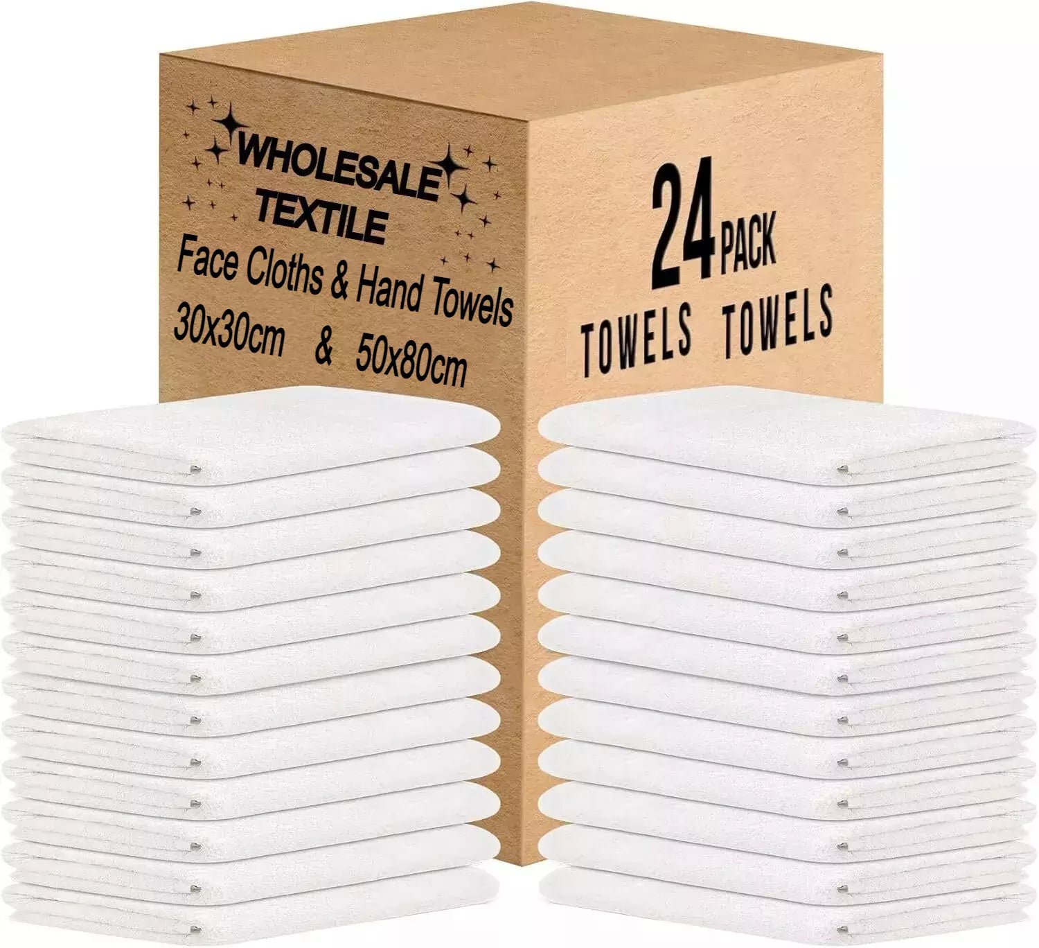 White 50x80cm Cotton Face & Hand Towels – Soft Hotel Spa Towels