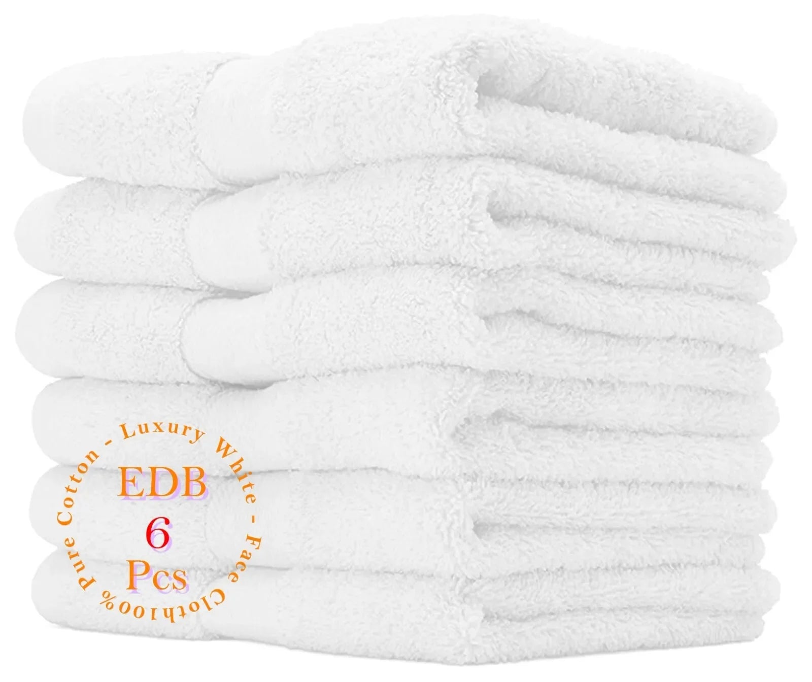 Pack of 6 Luxury White Face Cloth Towels 100% Egyptian Cotton Soft Flannel Wash Cloths Towel Towelsworld