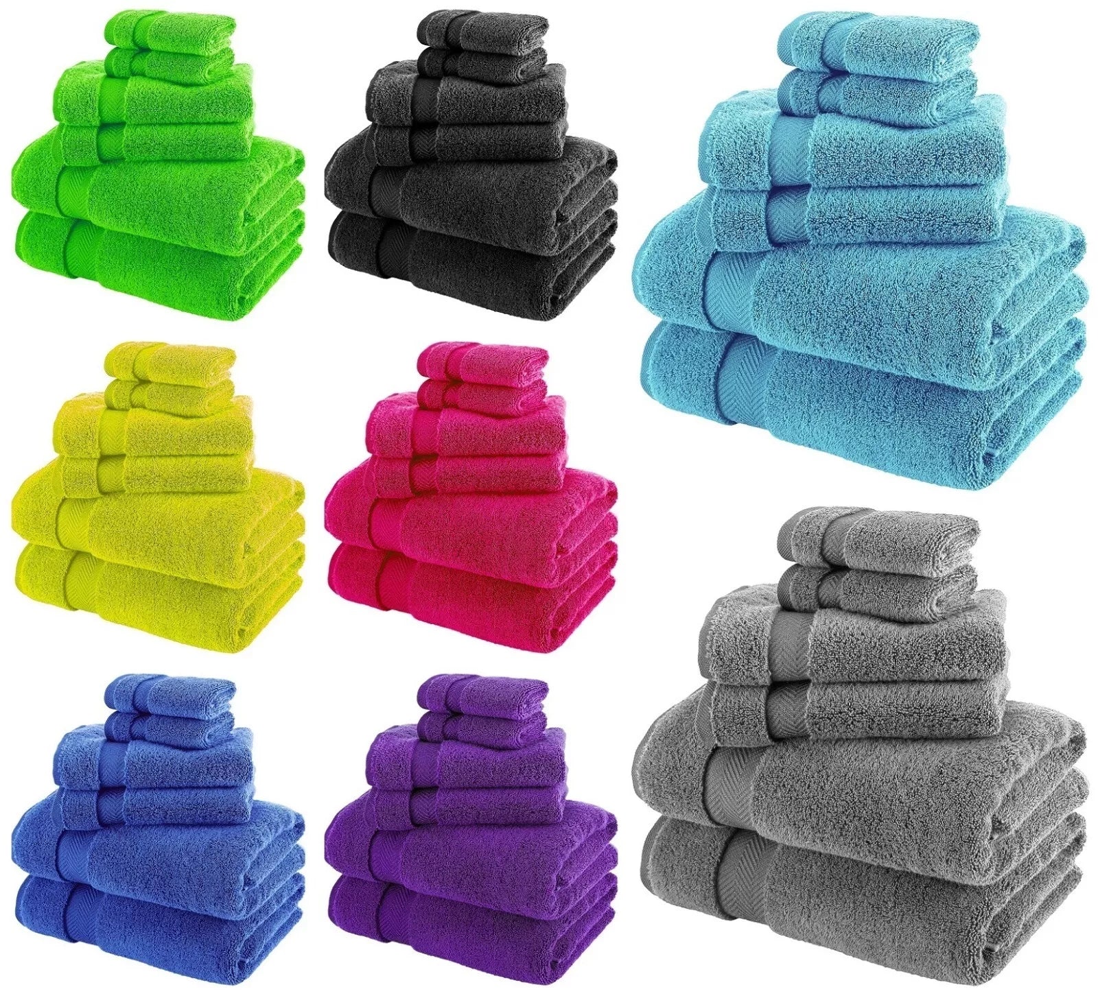 Super Soft 6 Piece 800GSM Towel Bale -2 Face Cloth 2 Hand Towels, 2 Bath Towels Towelsworld