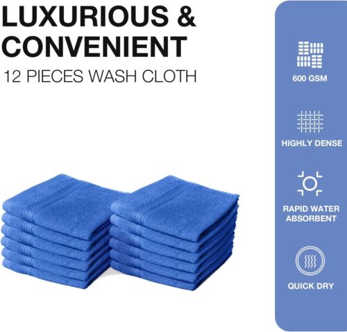 8 X Luxury Face Cloth Towel Set 100% Egyptian Cotton Soft Flannels Wash Cloths Towelsworld