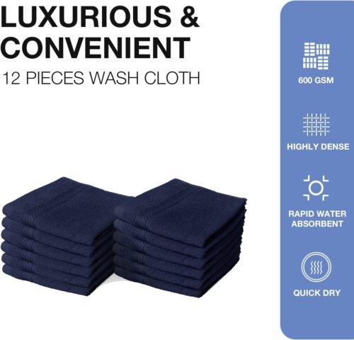 8 X Luxury Face Cloth Towel Set 100% Egyptian Cotton Soft Flannels Wash Cloths Towelsworld