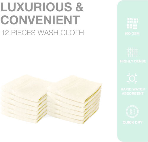 8 X Luxury Face Cloth Towel Set 100% Egyptian Cotton Soft Flannels Wash Cloths Towelsworld