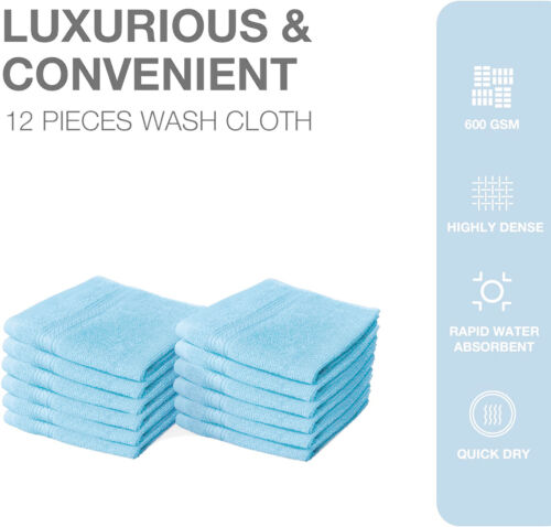 8 X Luxury Face Cloth Towel Set 100% Egyptian Cotton Soft Flannels Wash Cloths Towelsworld