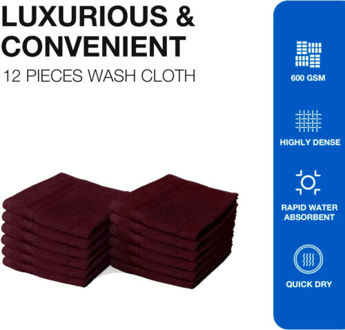 8 X Luxury Face Cloth Towel Set 100% Egyptian Cotton Soft Flannels Wash Cloths Towelsworld