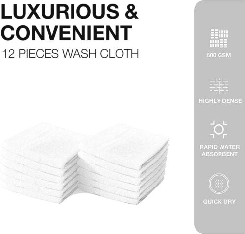 8 X Luxury Face Cloth Towel Set 100% Egyptian Cotton Soft Flannels Wash Cloths Towelsworld