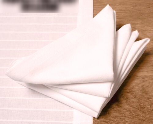 Table Linen 100% Egyptian Cotton 250 TC - 12 Pieces White Cotton Napkins Towelsworld